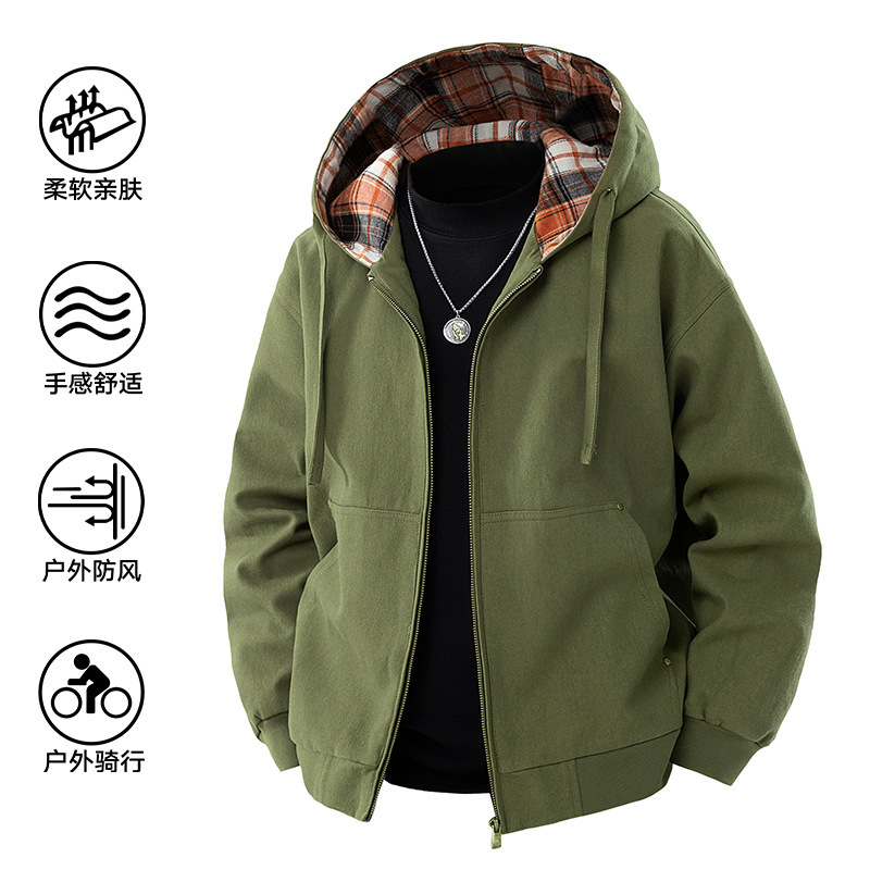 2025 New Arrival Spring and Autumn Fashion Hooded Jacket Simple Loose Sports Casual All-match Top for Men 2025 New Arrival Spring and Autumn Fashion Hooded Jacket Simple Loose Sports Casual All-match Top for Men