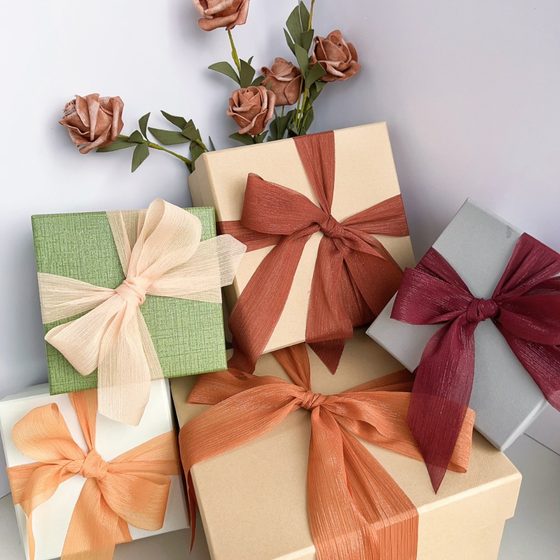 Silver silk flash ribbon chiffon pleated mesh accessories bright silk wrinkled bow gift box bouquet packaging snow yarn ribbon
