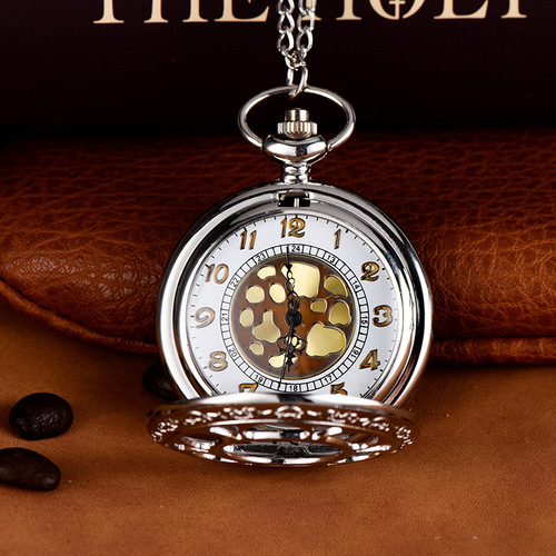 Quartz Large Silver Petal Quartz Pocket Watch, Retro Pocket Watch Wholesale, Factory Wholesale Pocket Watch 8141