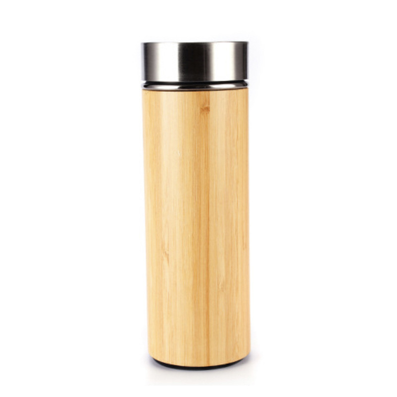 Transfronterizo nuevo taza de oficina de bambú con mango de alta capacidad de doble vacío 304 taza de aislamiento de acero inoxidable al por mayor