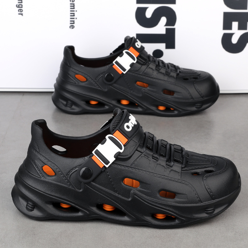 Sandalias con todo incluido, verano para hombres, nuevos zapatos con agujeros de tendencia, sandalias de suela gruesa con absorción de impactos, zapatos de playa cómodos y transpirables