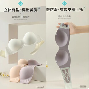 无肩带内衣女聚拢防滑小胸显大无钢圈夏季薄款无痕抹胸防走光文胸 阿里巴巴 