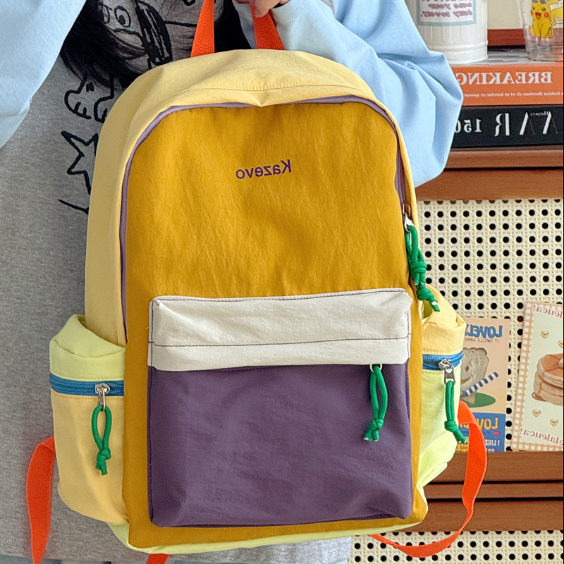 Backpack Women's Ultra-Light Outdoor Travel Small Backpack Waterproof Hiking Mountaineering Contrast Color Casual College Student Bag Women