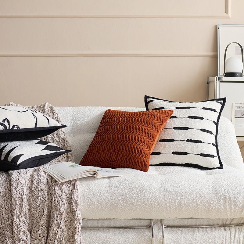 Almohada simple y versátil Almohada ligera y de lujo de alta gama Almohada de sensación de tela nórdica Cama Sala de estar Sofá Funda de almohada Cojín con núcleo