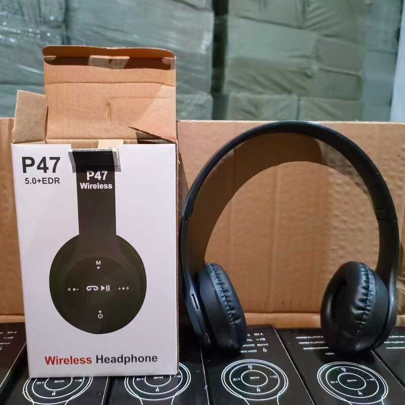跨境供货P47头戴式蓝牙5.0耳机立体声重低音无线运动可折叠插卡|undefined