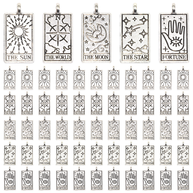Alloy Material Tower, Sun, Star, Moon Pattern 1 Piece Alloy Tower Sun Star Pendant DIY Jewelry Accessories Bracelets Necklace