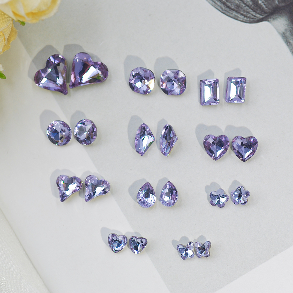 2g Weight Nail Decoration Accessories Nail Supplies Crystal, Glass Material Square, Water Droplets, Heart Shape Pattern Square Water Droplets Heart Shape Crystal Glass Nail Decoration Accessories 3
