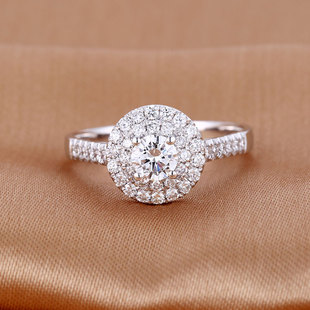 18K gold set diamond ring women's 30 diamond ring GIA Diamond round ring wedding ring with certificate gift