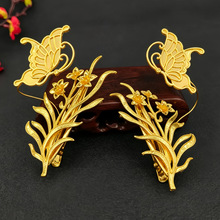 英亿饰品古风头饰蝴蝶兰花发夹鸭嘴夹汉服头饰配件铜丝可调形状