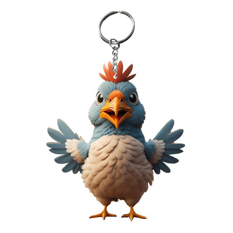 Nuevos productos transfronterizos de dibujos animados de Navidad pollo llavero colgante llavero accesorios mochila llavero regalo de cumpleaños