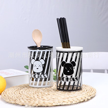 筷子筒筷籠瀝水筒玻璃陶瓷酒店刀叉勺餐具收納筒儲物罐創意設計