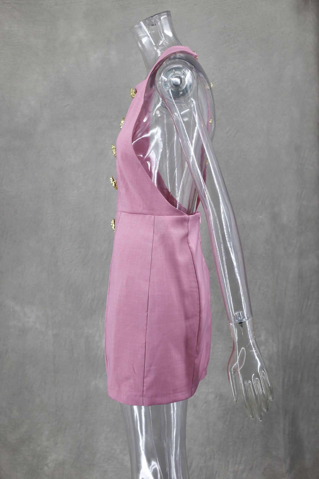 امرأة فستان عادي ملابس الشارع رقبة مستديرة بلا أكمام اللون الصامد ورد فوق الركبة يوم الاجازة اليومي display picture 3