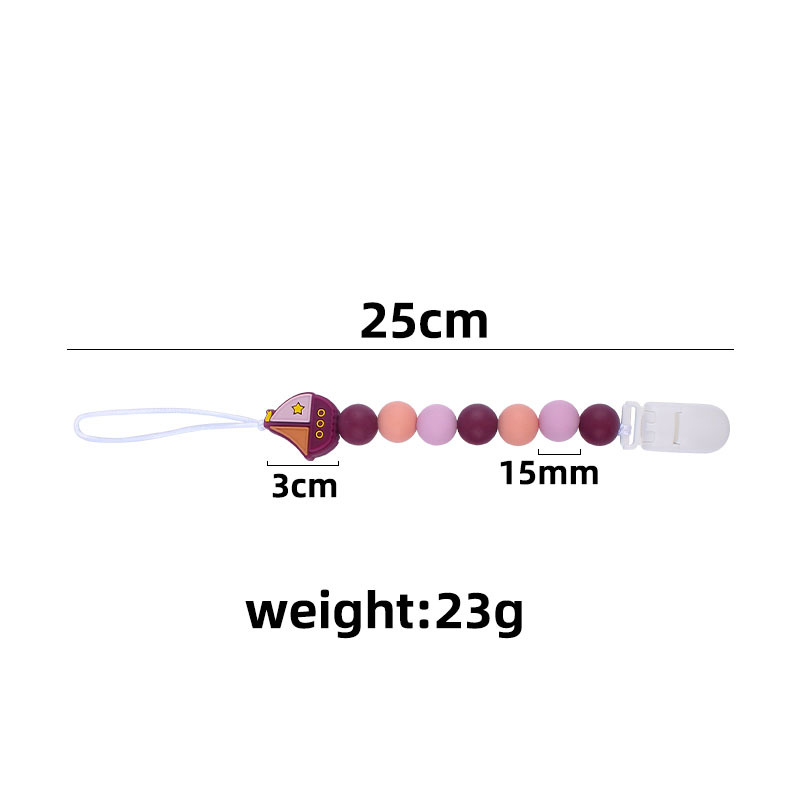 El Comercio exterior nuevo bebé suministros Cadena de chupete de silicona vela dientes de juguete de silicona de dibujos animados Cadena de molienda