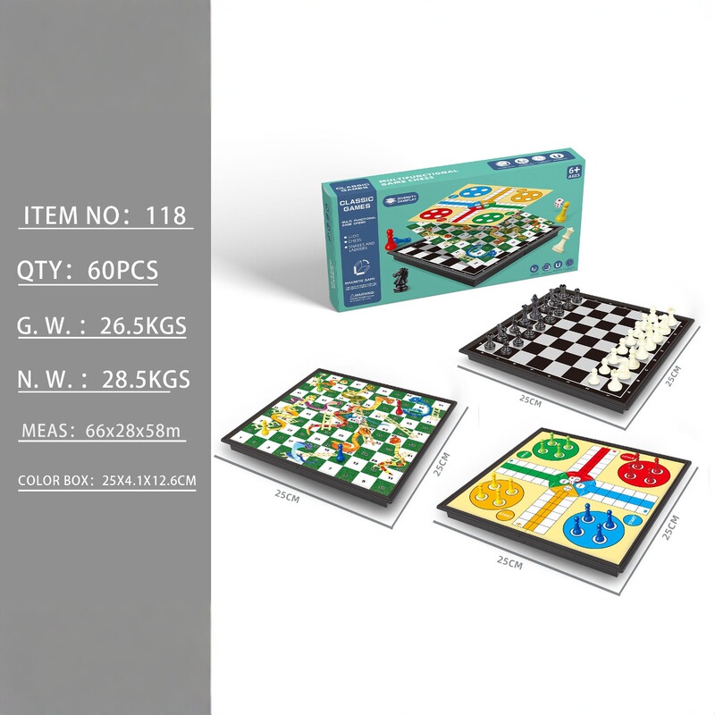 International Chess, Ludo, Flying Chess, Snake Chess, Checkers All-In-One Magnetic Foldable Chess Board Children's Educational Toys Wholesale