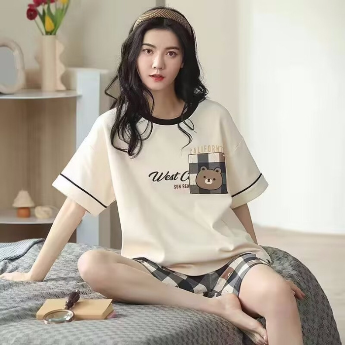 체크무늬 브라운 베어-쇼트/IH