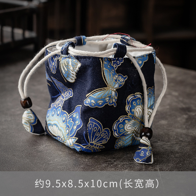 Bolsa de almacenamiento de taza única maestra bolsa de taza maestra taza de té portátil taza de construcción bolsa de tela con cordón de algodón y lino bolsa de tela juego de té