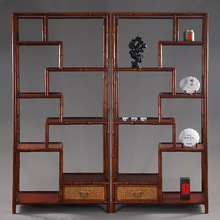 中式复古红竹博古架 茶室空间茶道器具陈设收纳展示柜置物架书柜