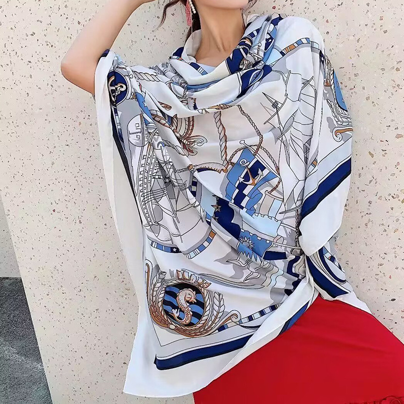 Sopa de satén de twill para mujeres 2025 bufandas de viento nacional de verano tibetanas bufandas de seda protector solar lago Qinghai turismo foto toalla de playa