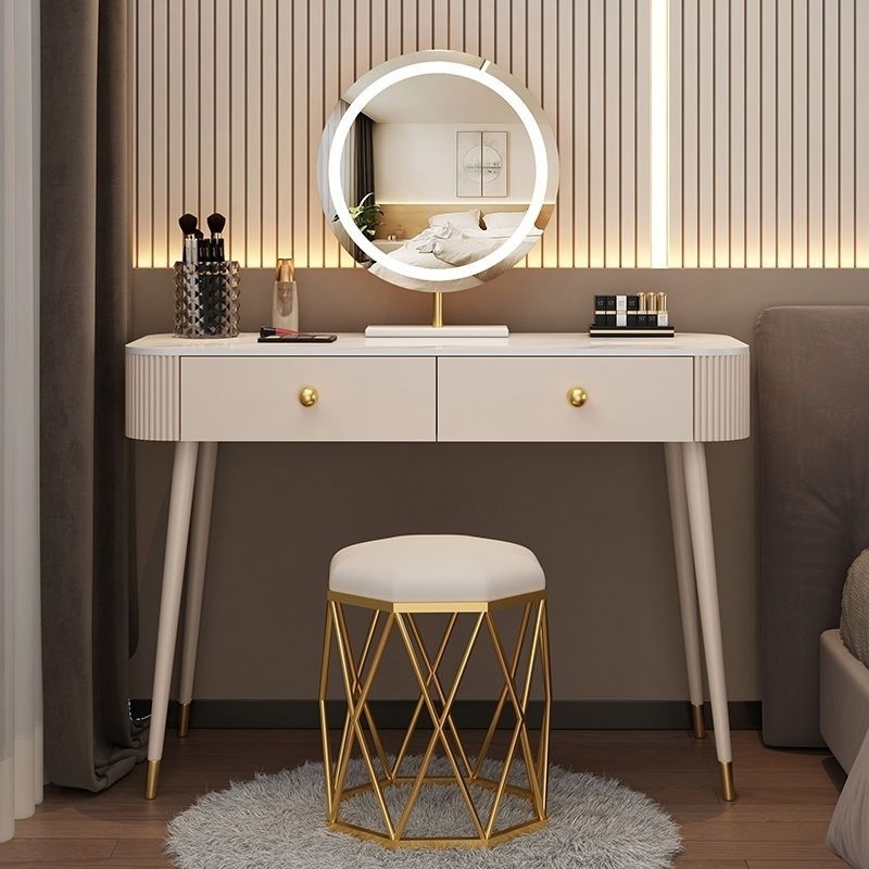 Mesa de madera maciza mesa de madera maciza mesa de dormitorio modesta mesa de maquillaje de red simple mesa de maquillaje de lujo luz mesa de maquillaje