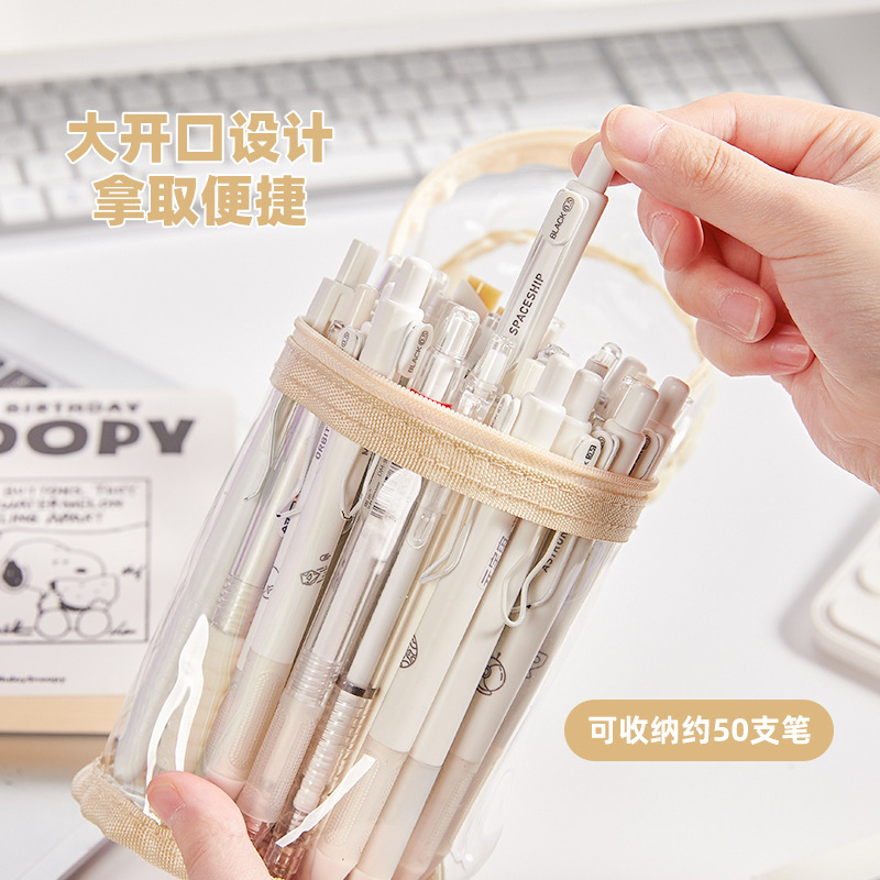 Estuche para lápices simple y transparente para exámenes de estudiantes, caja de papelería de gran capacidad, portalápices, caja de lápices, bolsa de papelería para niñas