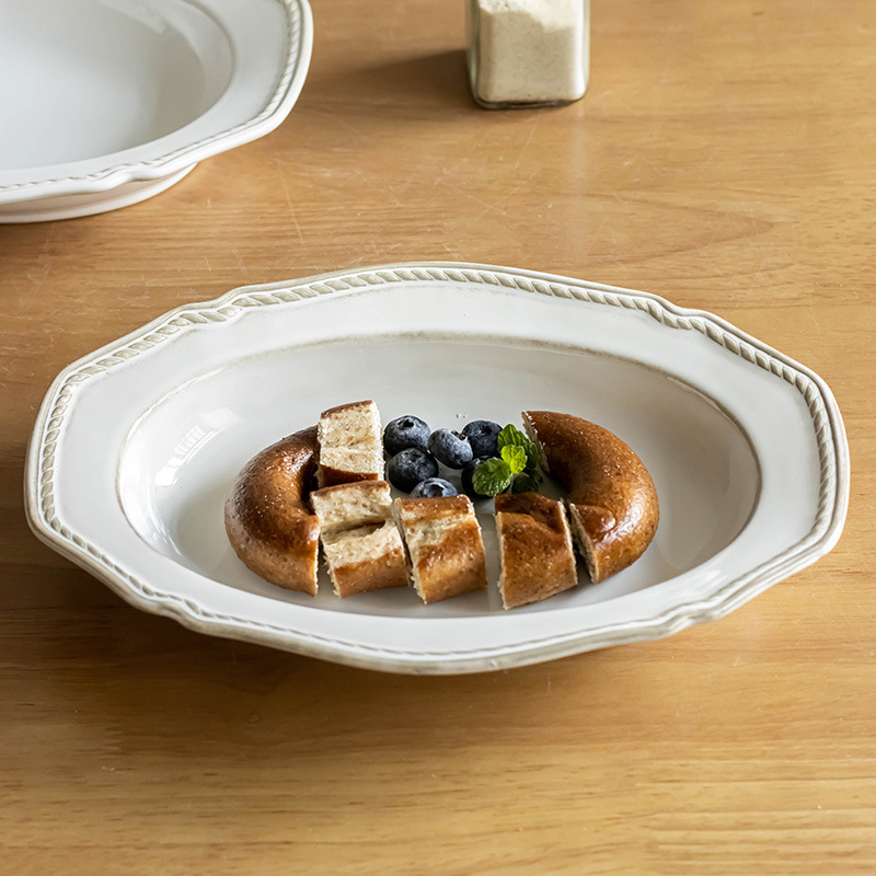 Palacio moderno estilo profundo placa vintage plato de alivio del hogar plato de pescado al vapor plato grande vajilla de cerámica al por mayor