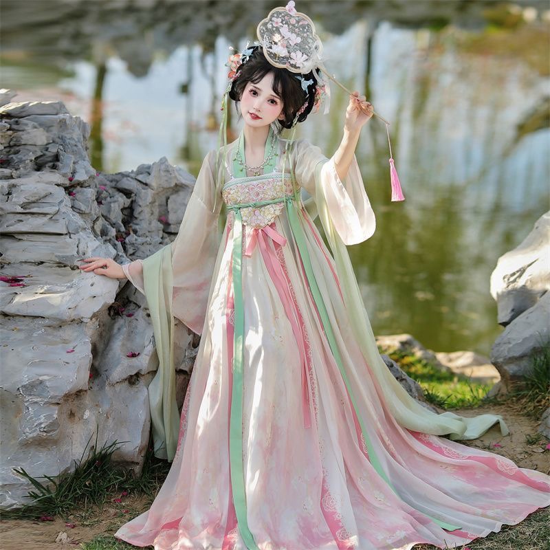 New Product: Peach Blossom Liuyi Women's Hanfu Tang-Style Qi Xiong Fairy-Like Embroidered Skirt Daily Print Spring and Summer Thin Set New Product: Peach Blossom Liuyi Women's Hanfu Tang-Style Qi Xiong Fairy-Like Embroidered Skirt Daily Print Spring and Summer Thin Set