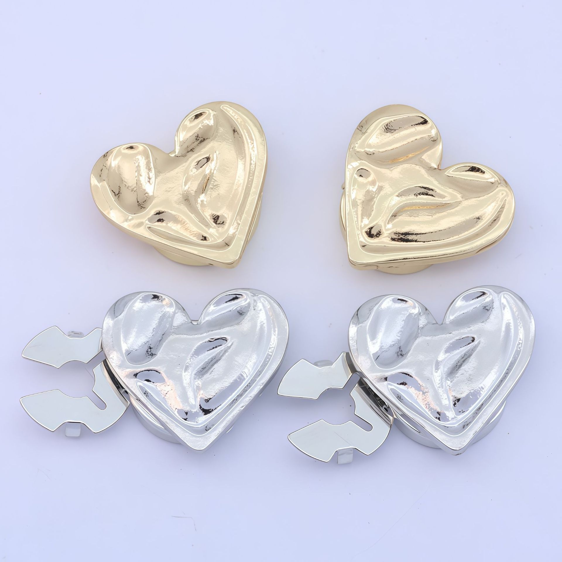 Cubierta de botón de moda de metal corazón amor camisa botón de cuello cubierta de botón de diamante image 3
