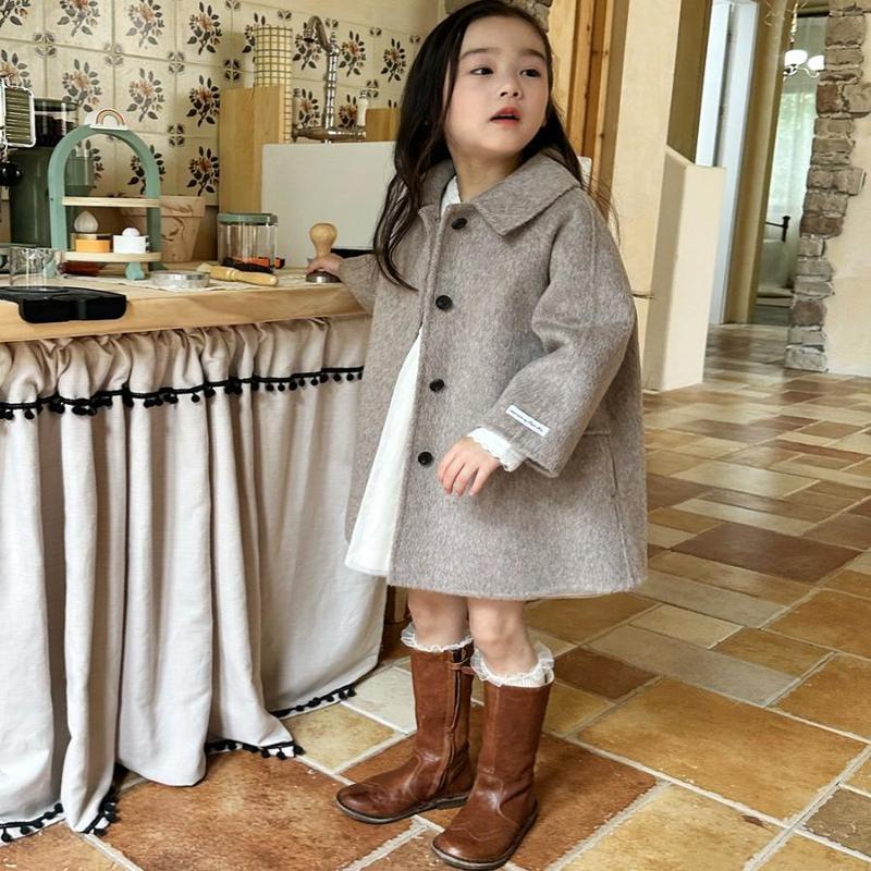女の子の春秋のカシミヤのコートの子供の秋冬の韓国版の洋気の中の長いタイプの女の子の中で大きい子供の赤ちゃんのコート|undefined