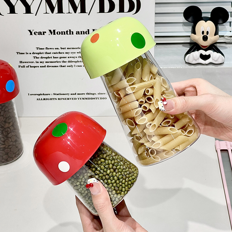 Mushroom Sealed Jar with Lid, Grain Storage Box, Grain Dry Goods, Coffee Beans, Tea, High-Value Storage Jar