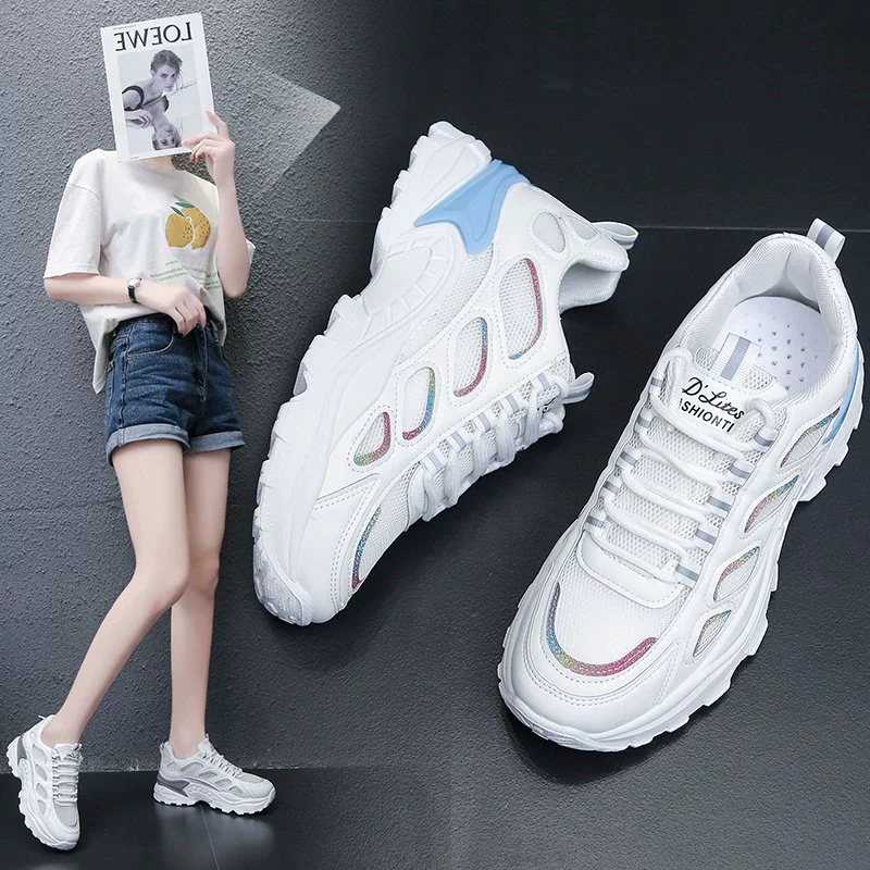 2021 Summer Capital Round Head Low Low Low Daily White Adhesive Shoes Nets Textile Women's Shoes