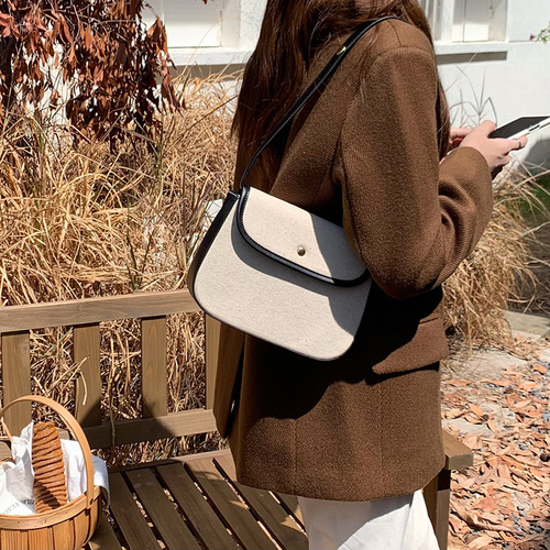 Mina's same temperament canvas one-shoulder armpit bag ins women's bag 2024 new early autumn new versatile cross-body bag