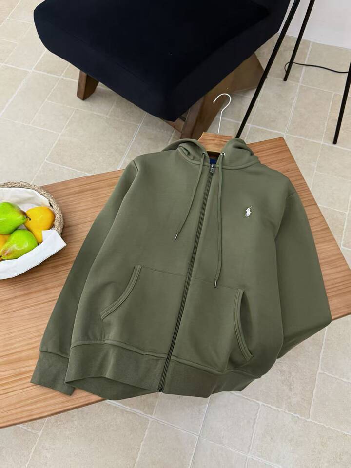 Áo khoác hoodie kéo khóa thêu hình ngựa nhỏ, form rộng, dài tay — Màu xanh tím than, Xanh da trời, Xanh lá cây, màu xám chi tiết 10