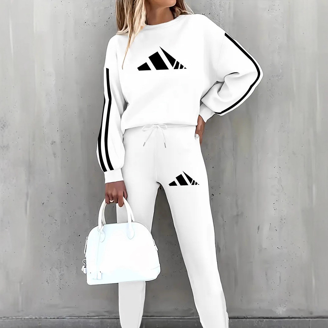 European and American Clothing Amazon Export Autumn and Winter Round Neck Sports Casual Sweatshirt Suit 9019 Printing