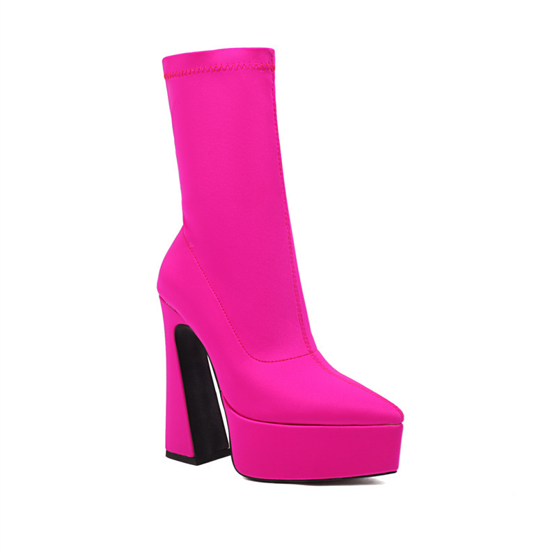 Woman Fashion Ankle Boots Winter New Arrival Thick Heel Pointed Toe Suede Low-Heel Booties Plus Size 40-43_vogvips.com