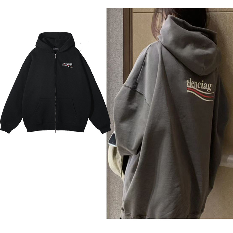 Cross-Border Embroidered B Brand High Version Paris New Cola Zipper Hoodie Unisex Loose Sweatshirt Jacket Cross-Border Embroidered B Brand High Version Paris New Cola Zipper Hoodie Unisex Loose Sweatshirt Jacket