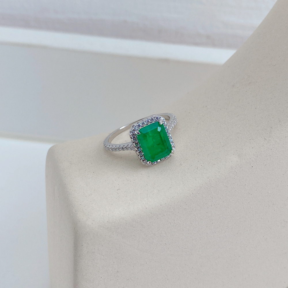 Fashion Geometric Sterling Silver Inlay Zircon Rings 1 Piece