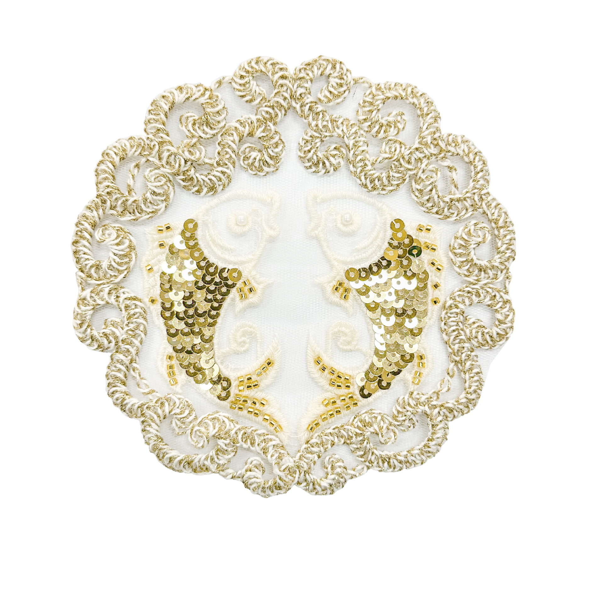 Estilo nacional fresco estilo chino redondo pegado pez mariposa grúa encaje hueco parche decoración vestido chino