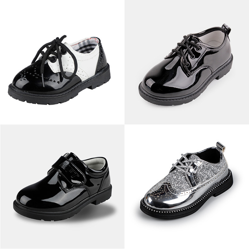 Children's shiny leather shoes baby host...