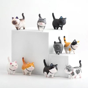 Cute Kitten Ornaments Doll Creative Desktop Decoration Cartoon Bell Cat Doll Internet Cats Room Decorations
