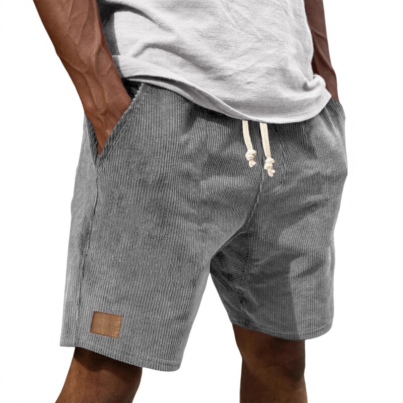 2026 Cross-Border Amazon New Style Thin Leather Label Five-Point Shorts Summer Pocket Men's Drawstring Trendy Casual Shorts
