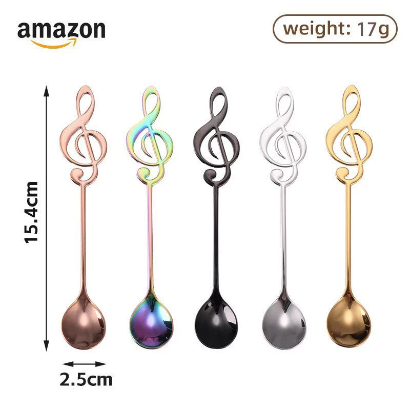 Трансграничная 304 Нержавеющая сталь ноты ложка кофе ложка смешивания кружка ложка музыкальная ложка ложка творческие подарки маленькая ложка