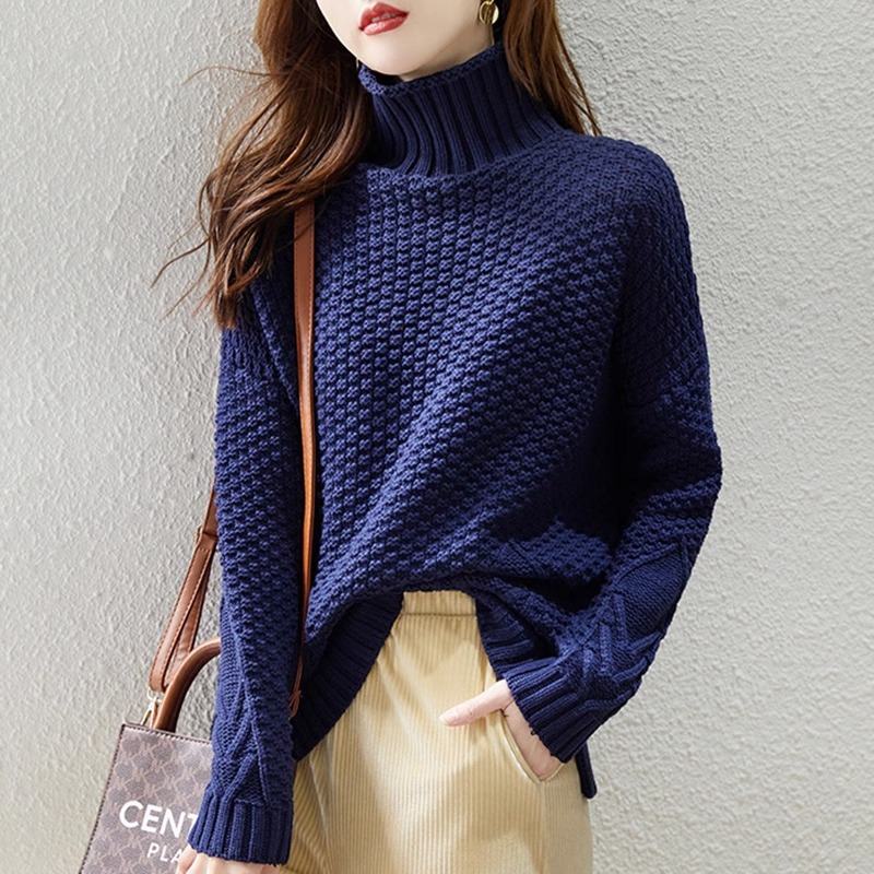 Suéter de cuello alto de alta calidad para mujer Otoño e Invierno 2024 nuevo popular engrosado camisa de fondo de moda image 9
