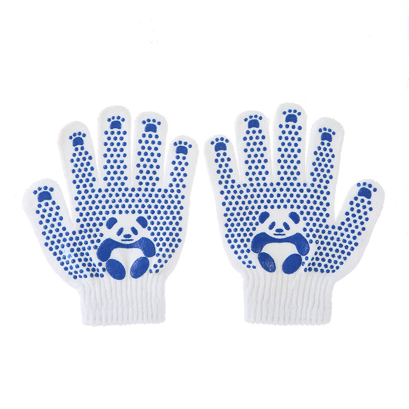 White working gloves show panda dot glue gloves tug-of-war fitness game dot plastic gloves children's protective gloves