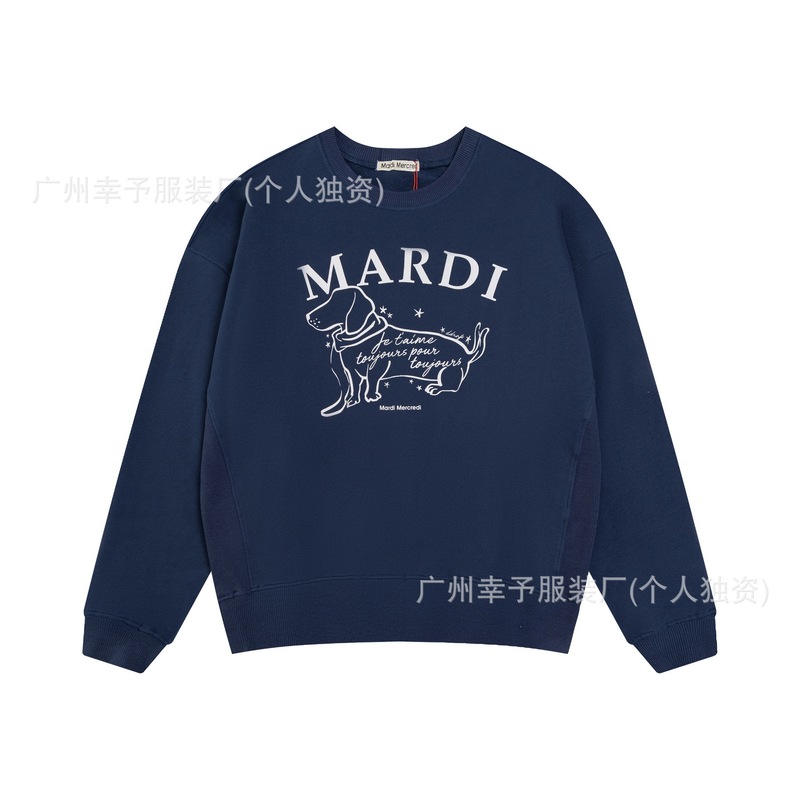 现货潮牌韩国Mardi卫衣金高银同款潮牌小雏菊印花腊肠狗圆领上衣|undefined