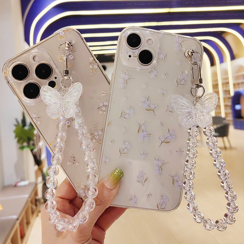 适用vivoY71 Y81 Y93 Y95饰品手链子花朵蝴蝶透明软壳代发简约女