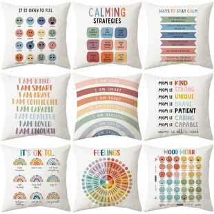 Temu Cross-border Rainbow Pillow Case Short Plush Letter Printed Home Fabric Sofa Pillow Case Holiday Cushion Cover