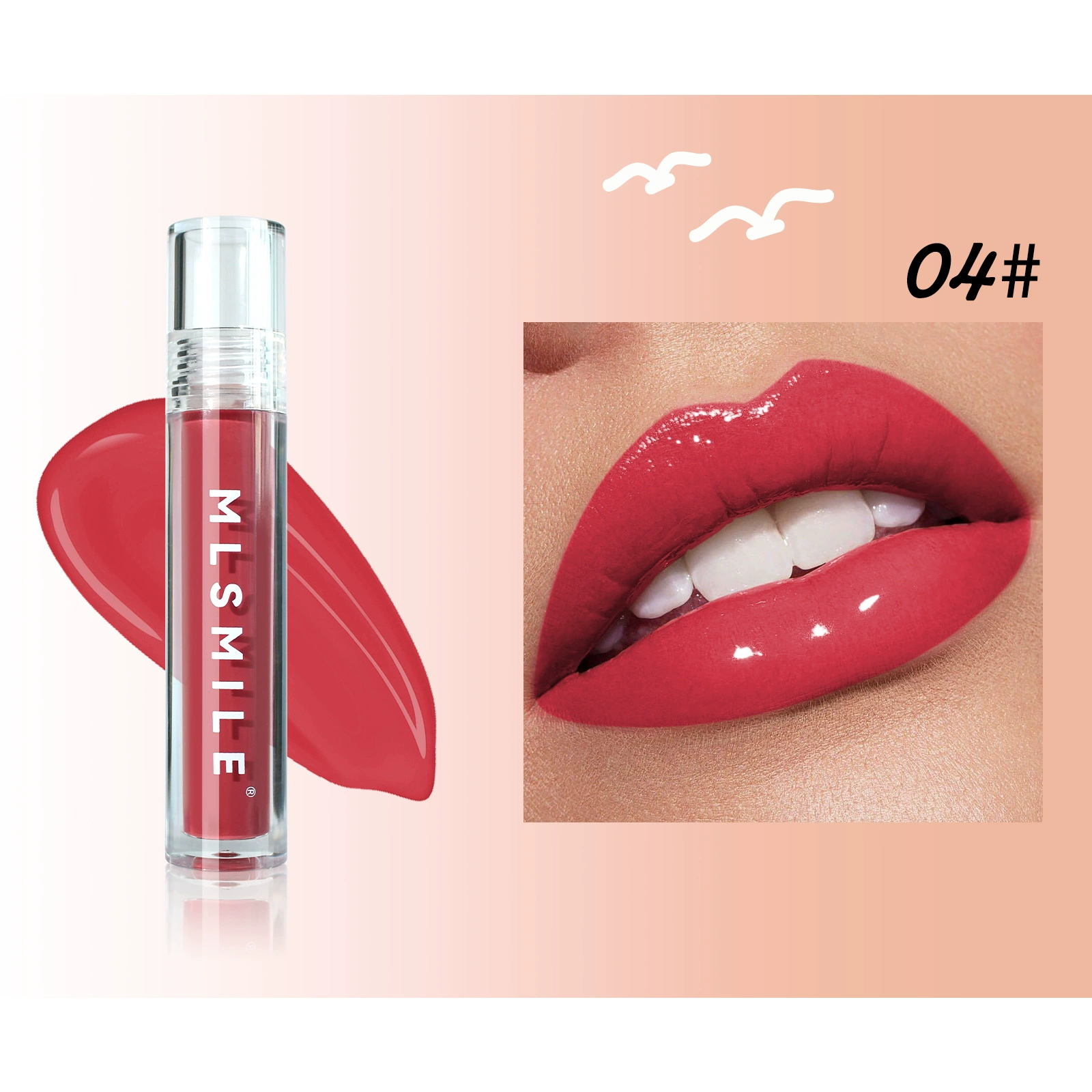 Glossy Moisturizing Lip Gloss (MLSMILE), 4 ml, Mirror Shine & Plumping Effect