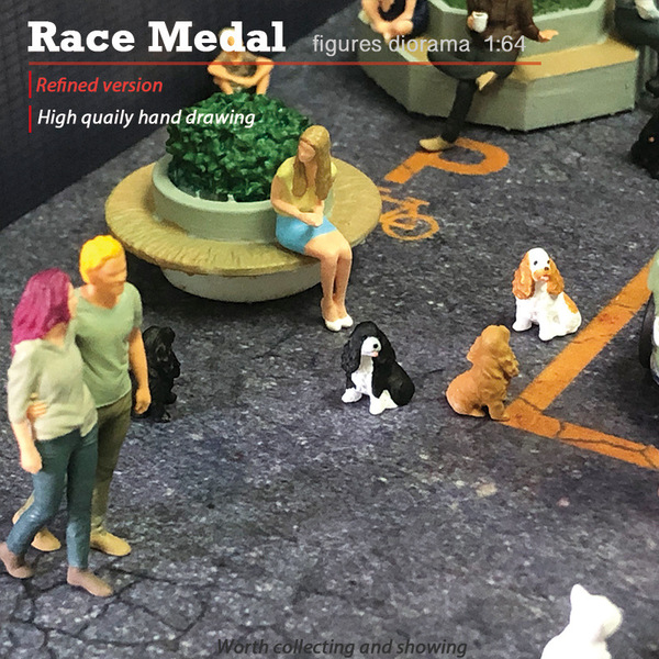 Racemedal1/64 Pet Dog Model Model Model Scenario Carabradi Teddy…