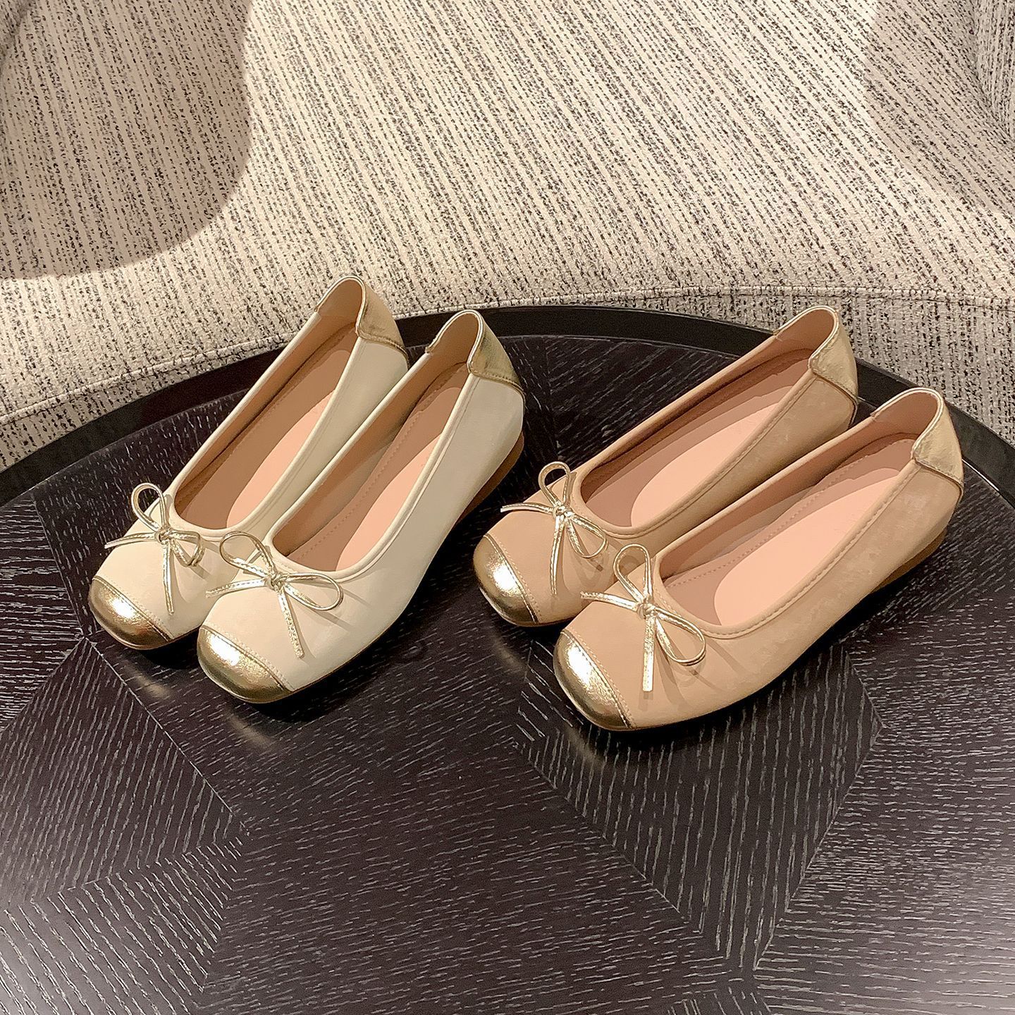 Tweed Style French Style Ballet Shoes 2025 New Versatile Soft Sole Non-Tiring Bow Mary Jane Women's Shoes