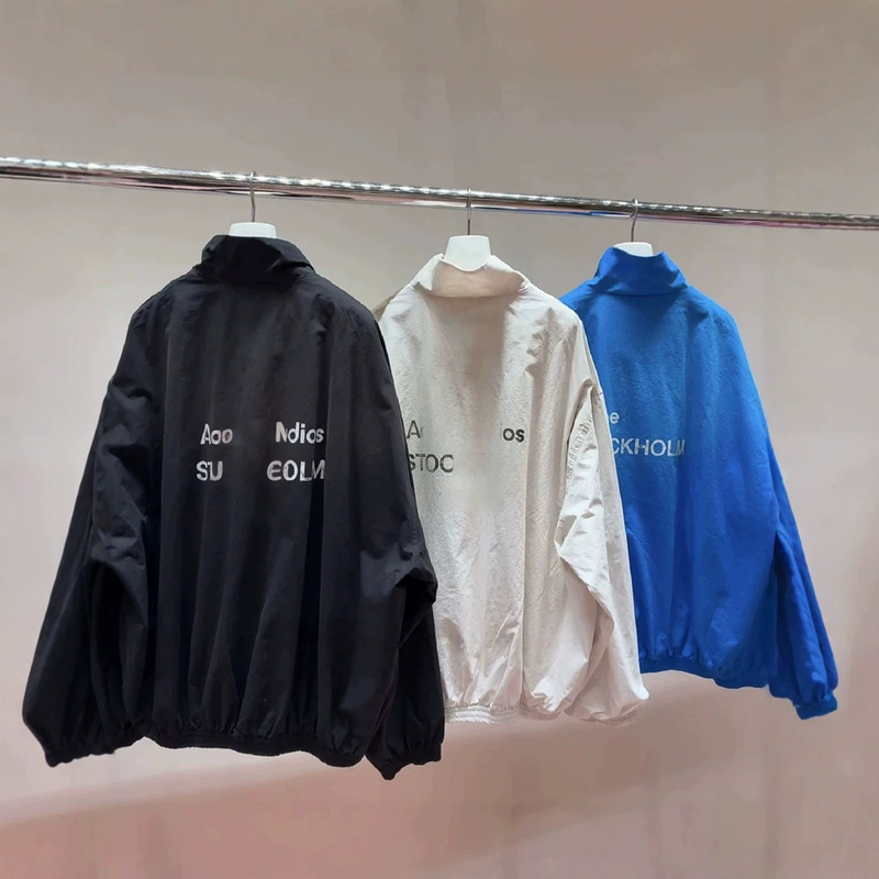 High-Quality New 1996 Vintage-Style Printed Distressed Windbreaker Jacket